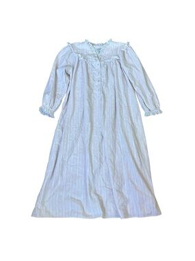 Lanz of Salzburg Vintage Flannel Nightgown Womens Large White Pink Cottagecore
